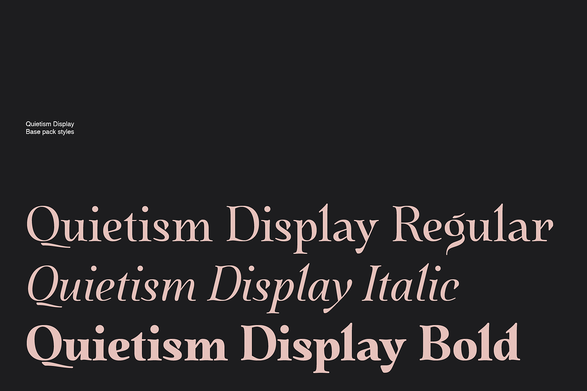 Quietism Display Base Pack, a Serif Font by Michael Rafailyk (Photo 2 of 12)