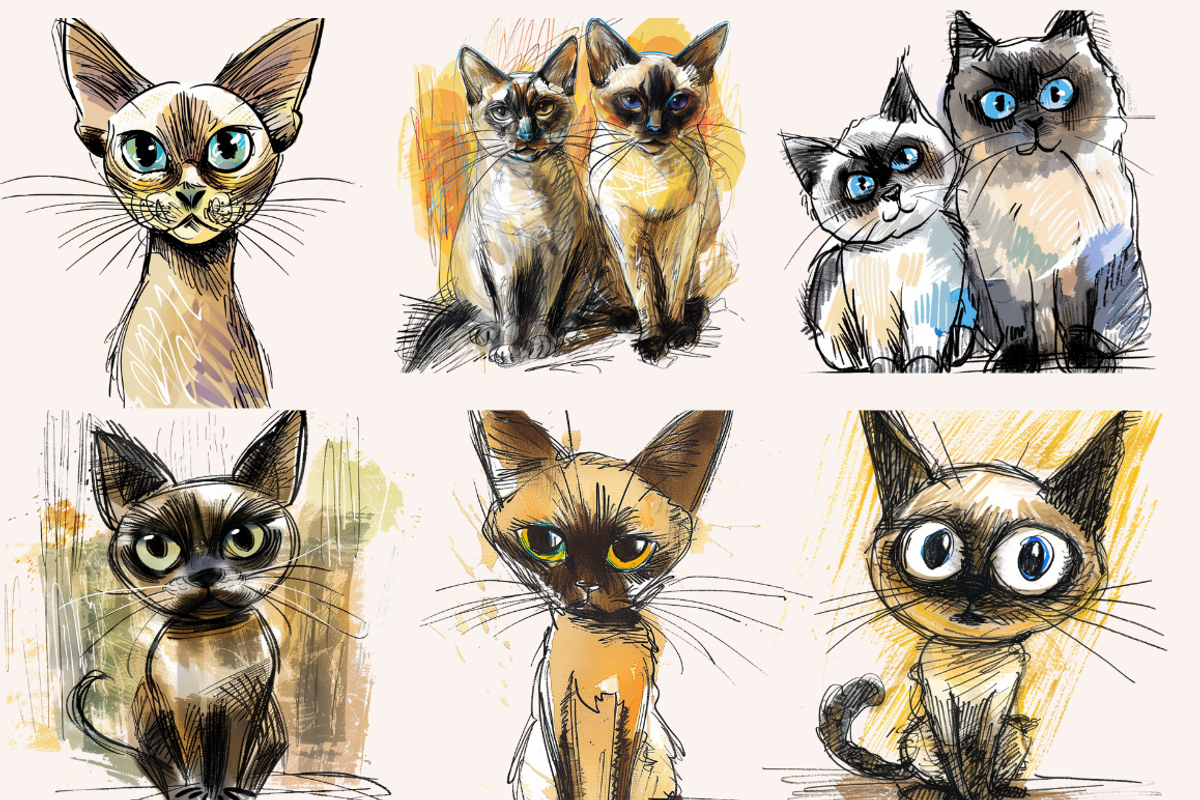 Cartoon Cats Ink Drawings, an Animal Illustration by PrintHaven Designs (Photo 3 of 8)