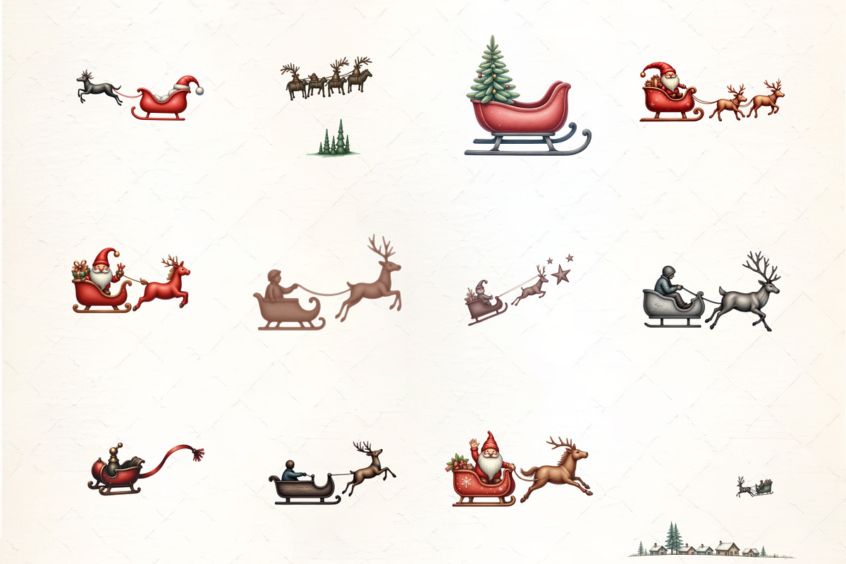 Santa Claus Sleigh Silhouette Clipar, an Illustration by CrexoraLab (Photo 5 of 5)
