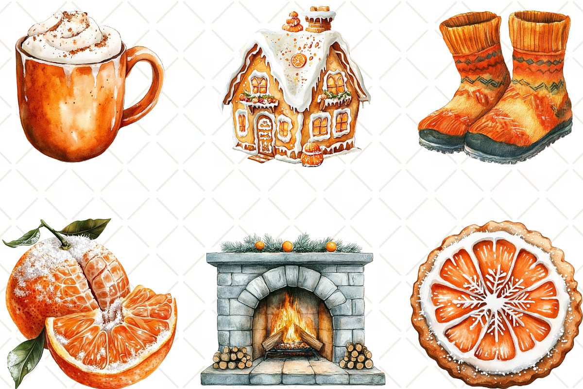 Cozy Tangerine Winter Clipart, an Illustration by Black Bird Studio (Photo 3 of 6)