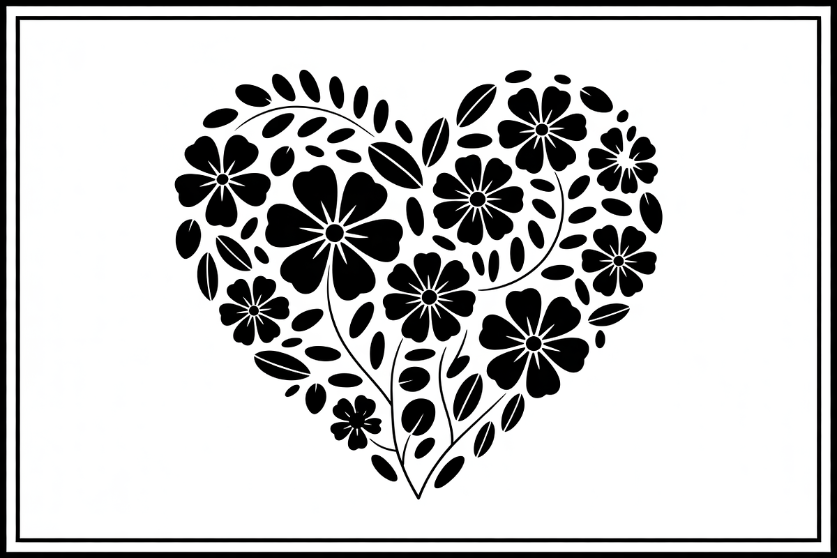 Elegant Black Floral Heart, an Illustration by Amazin_art (Photo 5 of 16)