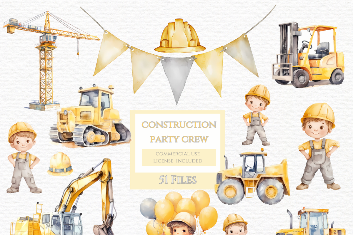 Construction Party Crew Clipart, a Transportation Illustration by Invite to Clipart (Photo 1 of 6)