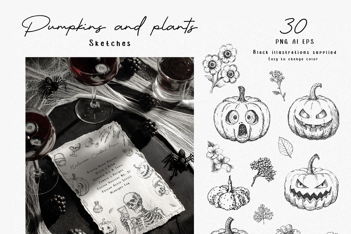 Halloween Party. Sketch Collection, a Seasonal Illustration by Polli Deeva (Photo 7 of 13)