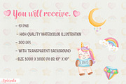 Cute Unicorn Watercolor Bundle, a Person Illustration by Apixsala (Thumbnail 5 of 5)