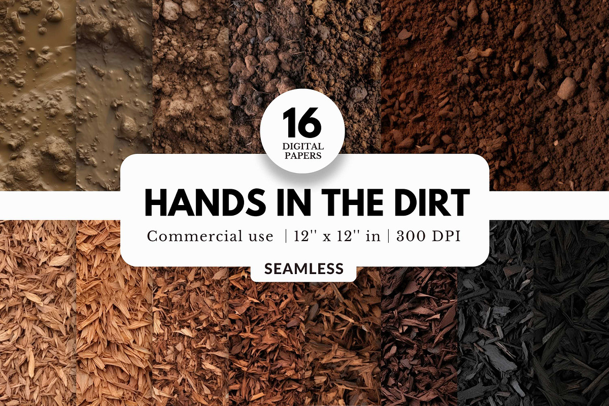 16 Hands in the Dirt Digital Papers, a Texture Graphic by NorthWindPixels (Photo 1 of 4)