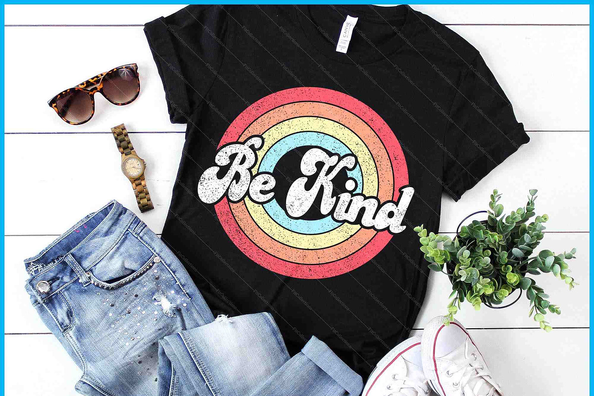 Be Kind Positive Inspirational Retro, an Illustration by Creativeusart (Photo 1 of 4)