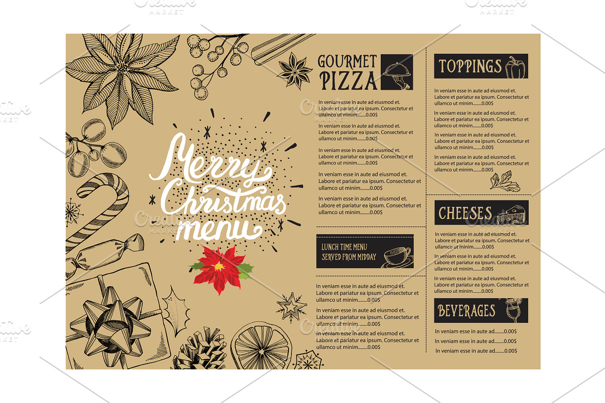 Christmas menu, a Food Illustration by SpaceDuck