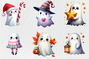Watercolor Quirky Ghost Clipart, a Seasonal Illustration by Rose Art (Thumbnail 2 of 4)