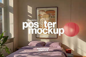 DIN A Frame Vibrant Bedroom Mockup