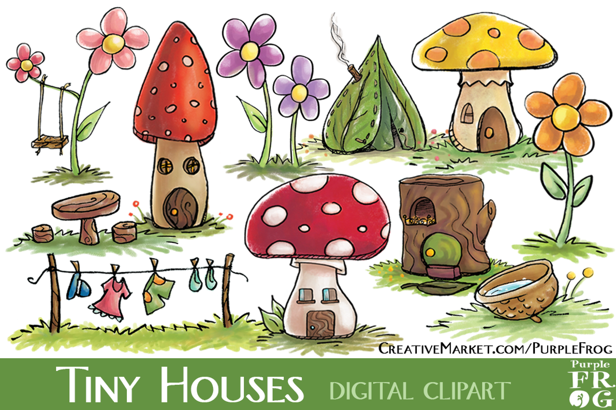 TINY HOUSES - Digital Clipart, an Illustration by Purple Frog (Photo 1 of 2)