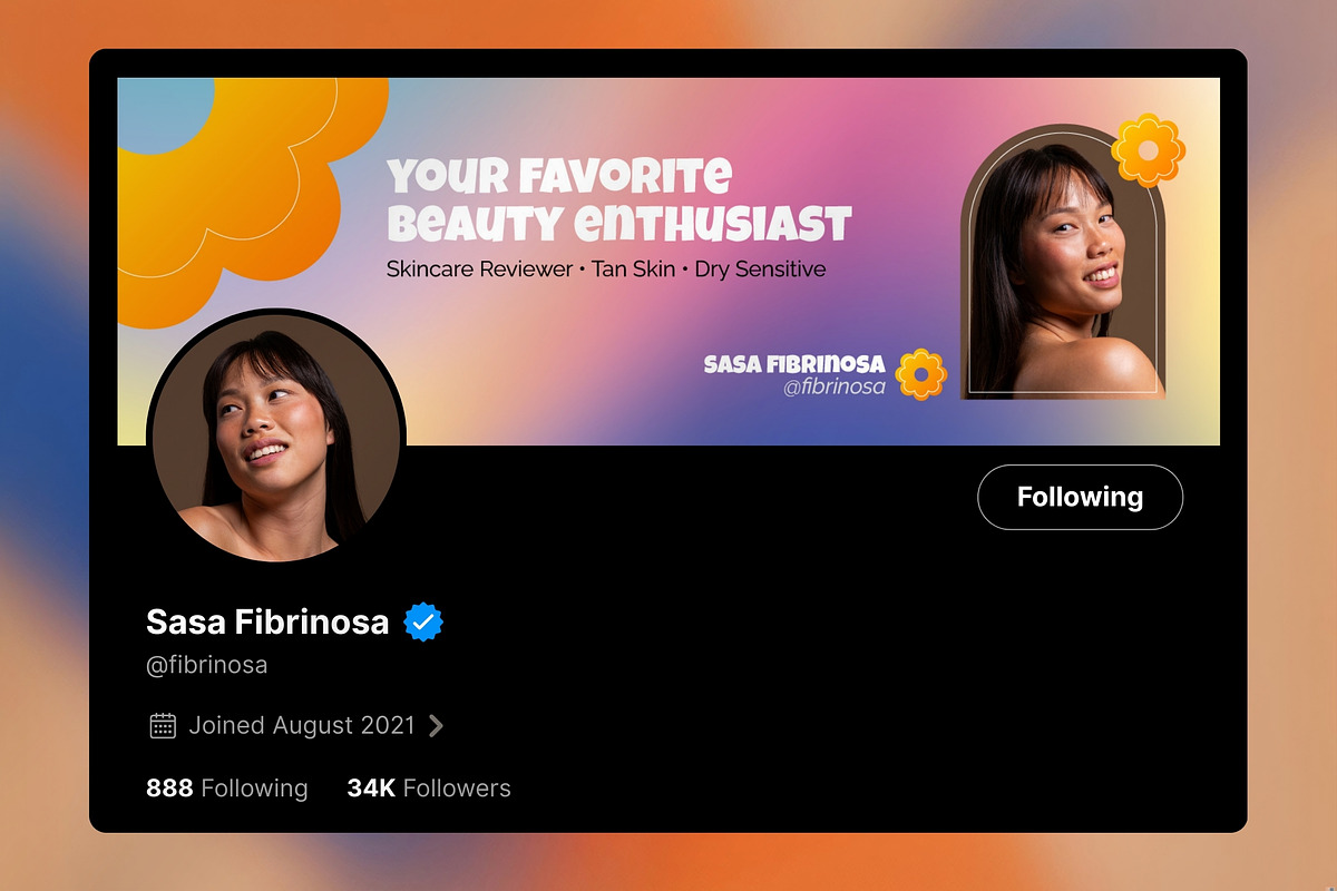 Beauty Enthusiast X Twitter Banner, a Social Media Template by FIBRINOSÄ (Photo 1 of 4)