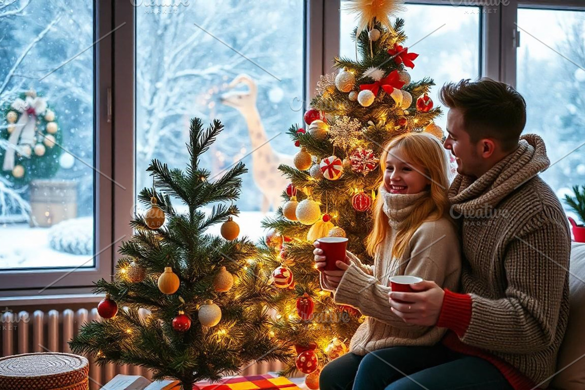 Cozy Christmas Couple | Stock Photo, a Holiday Photo by Aura Canyon HQ (Photo 1 of 5)