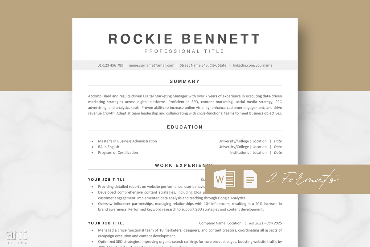 ATS Resume Template - Rockie