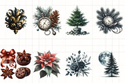 Watercolor Moody Christmas Clipart, an Illustration by CrexoraLab (Thumbnail 2 of 5)