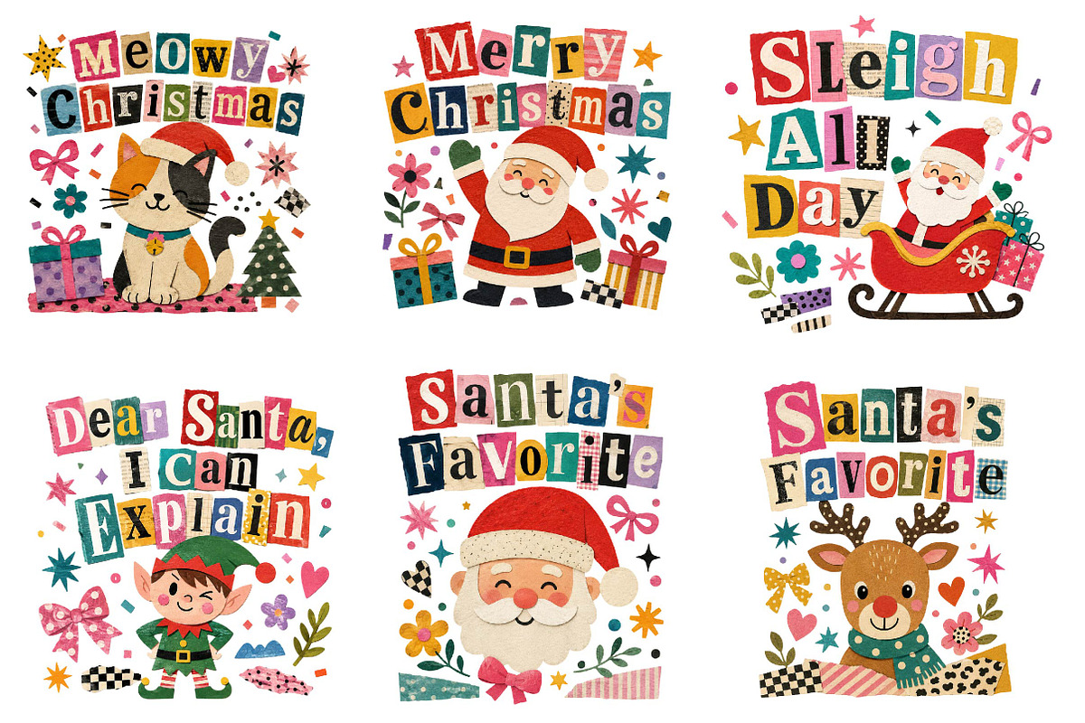 Whimsical Christmas Typography, a Seasonal Illustration by CreationArt (Photo 2 of 3)