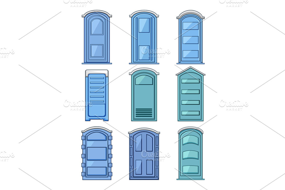 Portable toilets set showing various, an Object Illustration by pikepicture