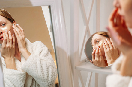Eye patches skincare product woman face hydrogel, a Person Photo by Photo Drive Studio