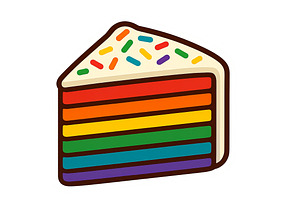 Rainbow cake slice with sprinkles is, an Illustration by Dvoevnore photos