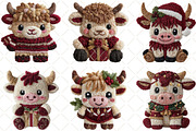 Crochet Christmas Highland Cow, an Illustration by Black Bird Studio (Thumbnail 2 of 6)