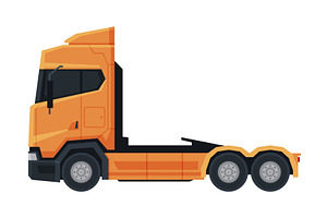 Modern Cargo Trailer Truck, Orange, a Transportation Illustration by TopVectors