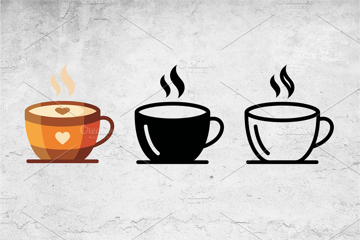 Coffee Cup Icon Set - 3 Styles, an Outline Icon by Artonix (Photo 2 of 2)