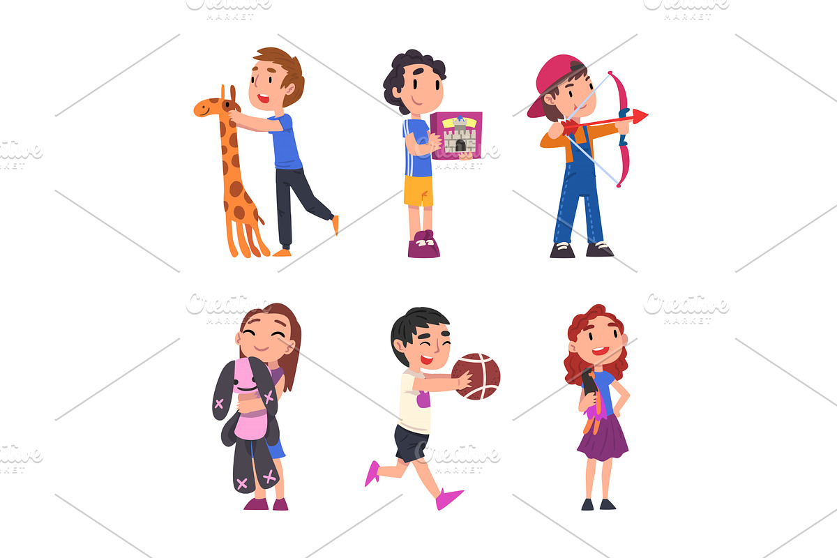 Little Boy and Girl Holding, a Person Illustration by TopVectors