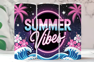 Neon Tropical Summer Vibes Tumbler, a Background Photo by LamanAzalea