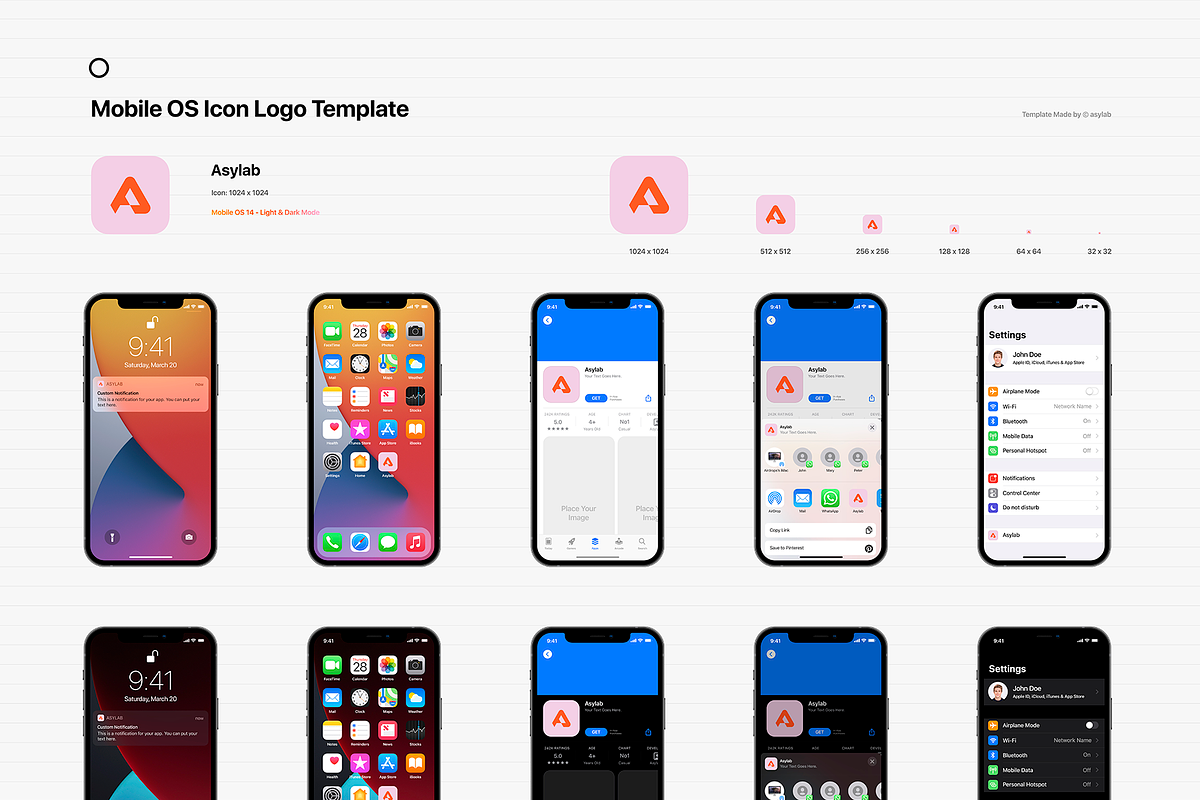 Mobile OS Icon Template Mockup - PSD, an iPhone Mockup by Asylab (Photo 11 of 34)