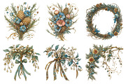 Vintage Floral Christmas Clipart Bun, an Illustration by Daily.Designs (Thumbnail 4 of 5)