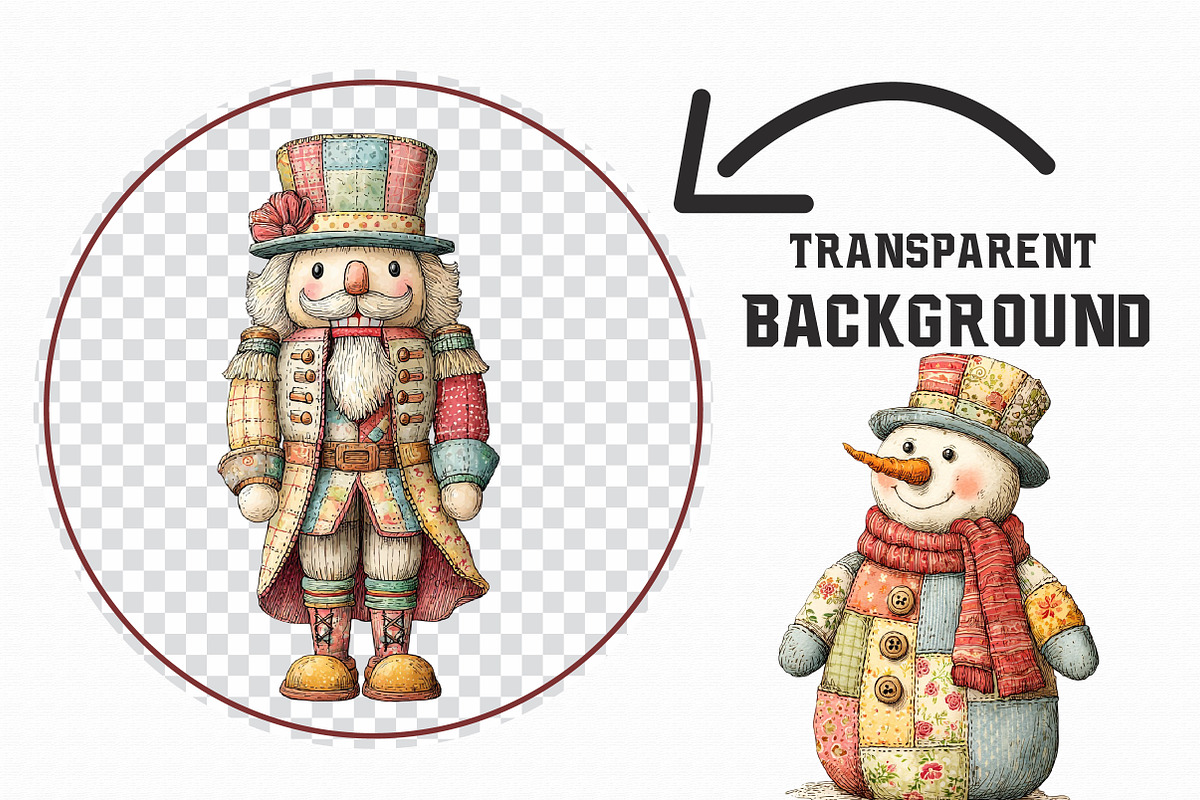 Patchwork Christmas Clipart Bundle P, an Illustration by Libby Wishes (Photo 6 of 7)