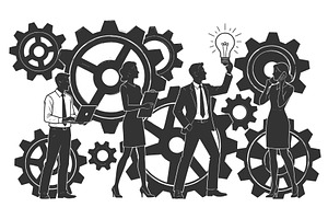Business Team Collaboration with, an Animal Illustration by AlexArt