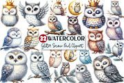 Watercolor Glitter Owl Clipart, an Illustration by Rose Art (Thumbnail 1 of 4)