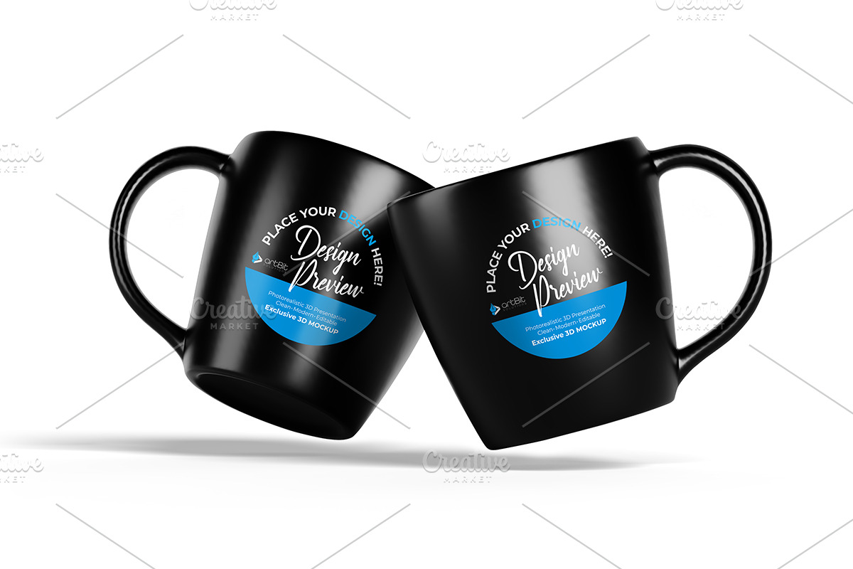 Editable Coffee Mug Mockup Set Black, a Packaging Mockup by artBit Design Studio (Photo 7 of 8)