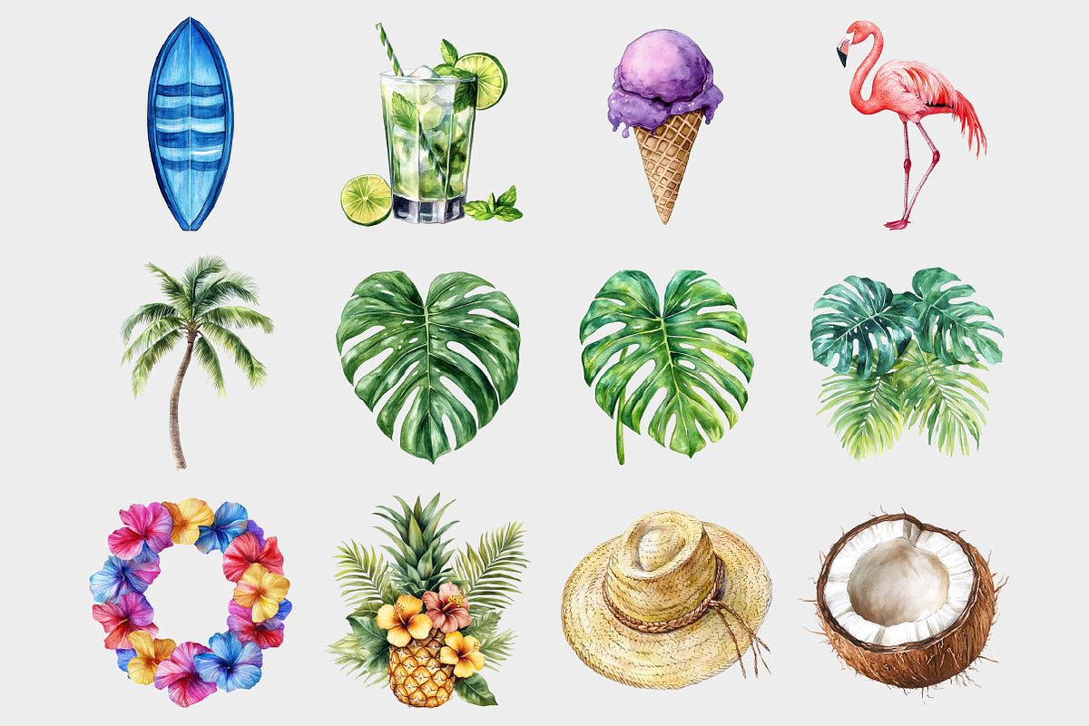 Watercolor Hawaii Clipart, a Seasonal Illustration by Design Market (Photo 3 of 4)