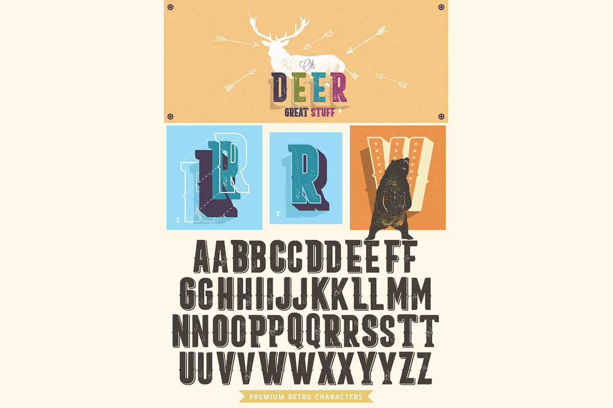 Retro alphabet - with wild animals, an Animal Illustration by Noka Studio (Photo 3 of 5)