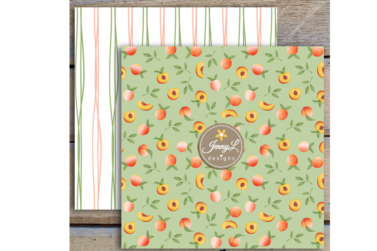 Peaches Digital Papers and Clipart, a Pattern Graphic by JennyL Designs (Photo 4 of 7)