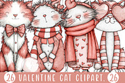 Valentine Cat Clipart., an Illustration by Designking (Thumbnail 1 of 5)