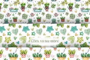 Cacti & Succulents Set 8 Patterns