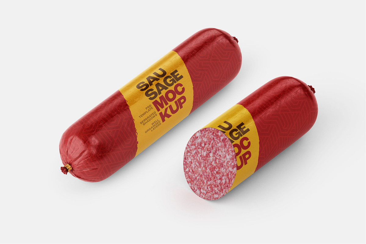 Sausage Chub Mockup Set, a Packaging Mockup by Deeplab