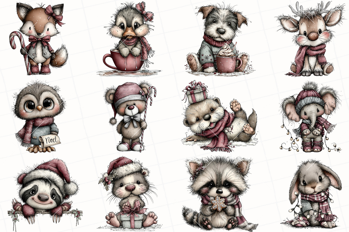 Whimsical Winter  Animal Clipart, an Illustration by OK Design (Photo 3 of 6)
