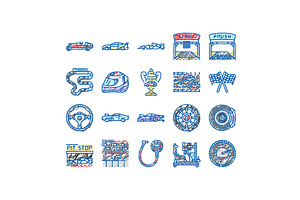 car race vehicle speed auto icons, an Object Illustration by pikepicture