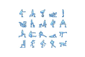 fitness exercises leg icons hand, an Object Illustration by pikepicture