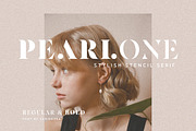 Pearlone - Stylish Stencil Serif, a Serif Font by Sarid Ezra (Thumbnail 1 of 9)