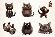 Cute Dark Brown Cat Clipart, an Illustration by Dream Creation (Thumbnail 5 of 6)