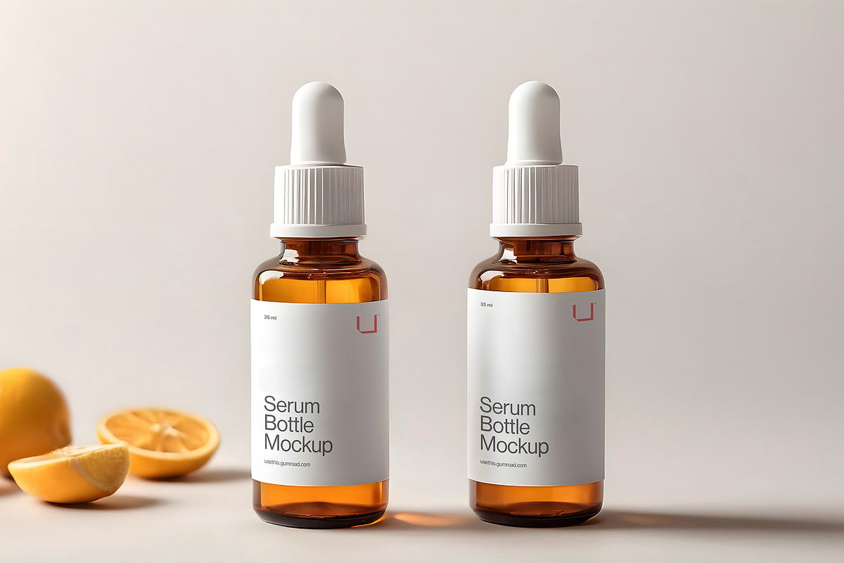Cosmetic Serum Bottle Mockup, a Packaging Mockup by Usethis Mockup (Photo 6 of 11)