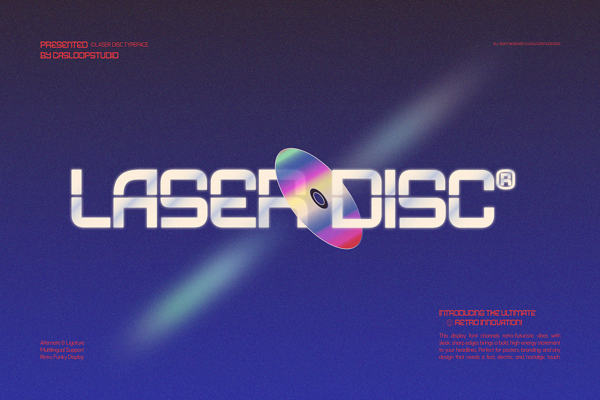 Laser Disc - Retro Sci-fi Logo Font, a Sans Serif Font by Casloop Studio (Photo 1 of 9)
