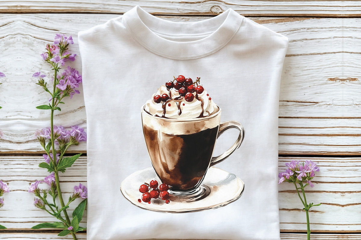 Watercolor Christmas Coffee Core PNG, a Work Illustration by CraftArtStudio (Photo 5 of 6)
