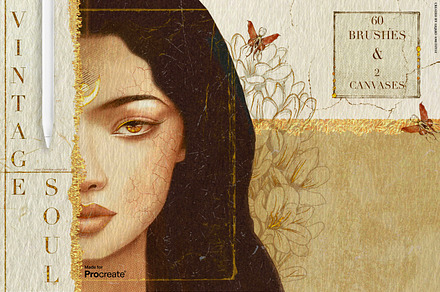 Vintage Soul Procreate Kit, a Brush Add-On by Liquid Amethyst Art