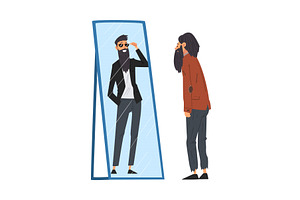 Hipster Man Standing in Front of, a Person Illustration by TopVectors