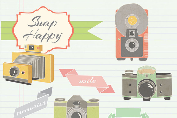 Vintage Cameras clipart and paper preview 2